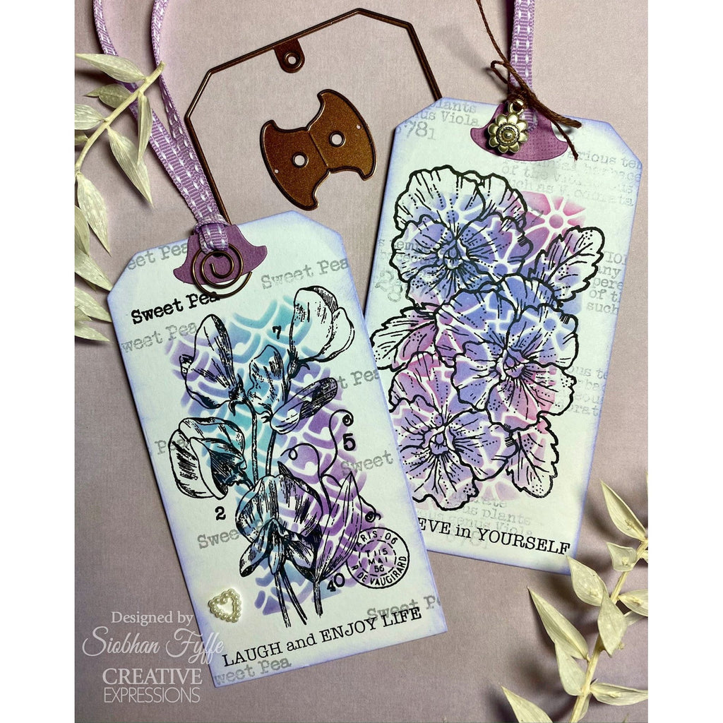 Woodware Craft Collection Sweet Pea Clear Stamps frm075 tags