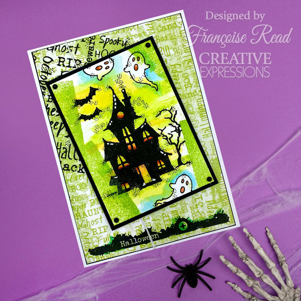 Woodware Craft Collection Mini Halloween Background Clear Stamp frm083 ghosts