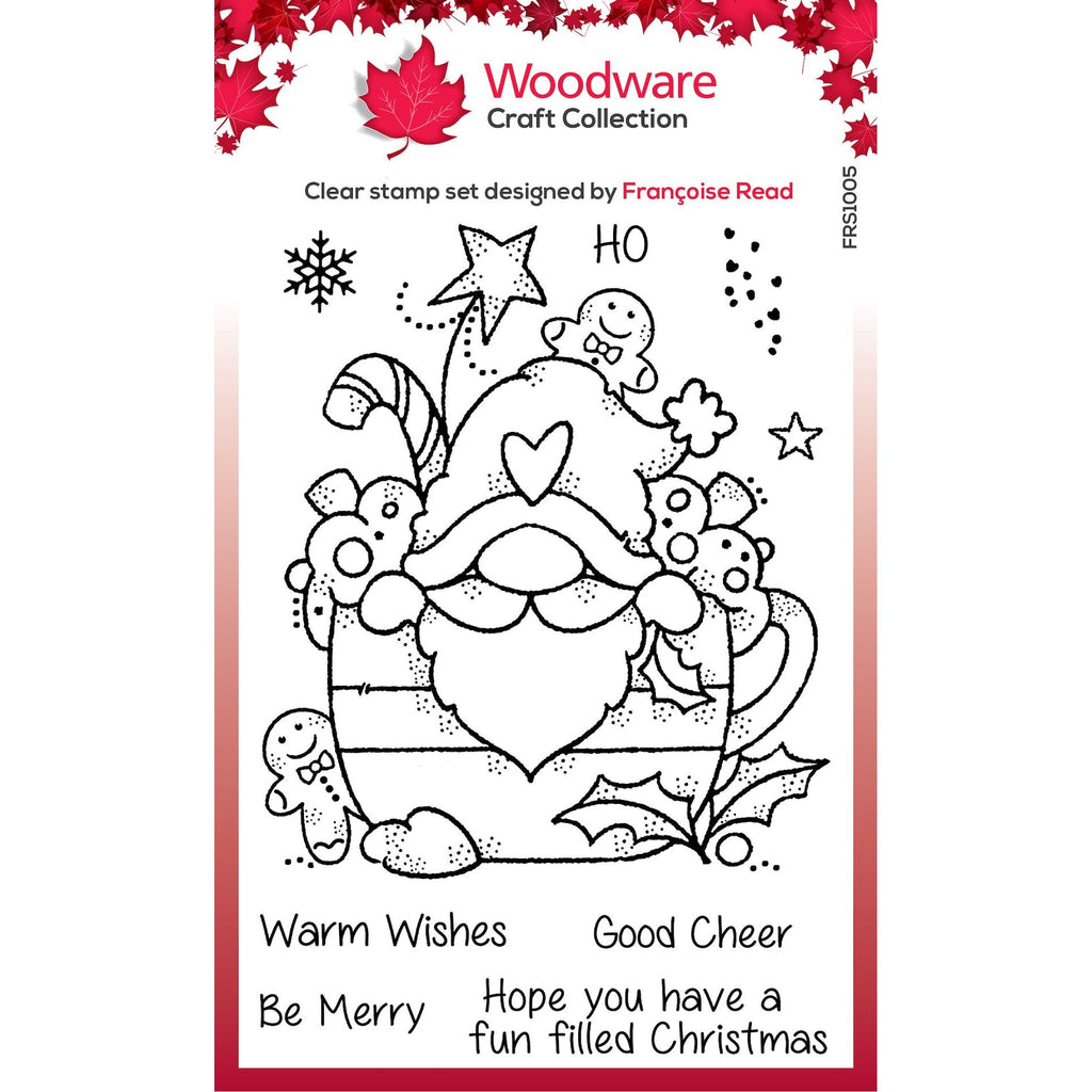 Woodware Craft Collection Gnome Christmas Cup Clear Stamps frs1005