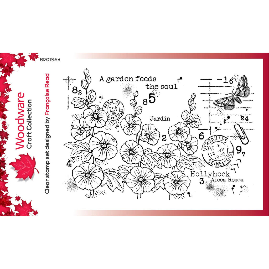 Woodware Craft Collection Hollyhocks Clear Stamps frs1049