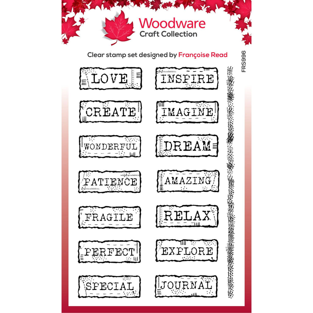 Woodware Craft Collection Junk Labels Clear Stamps frs996