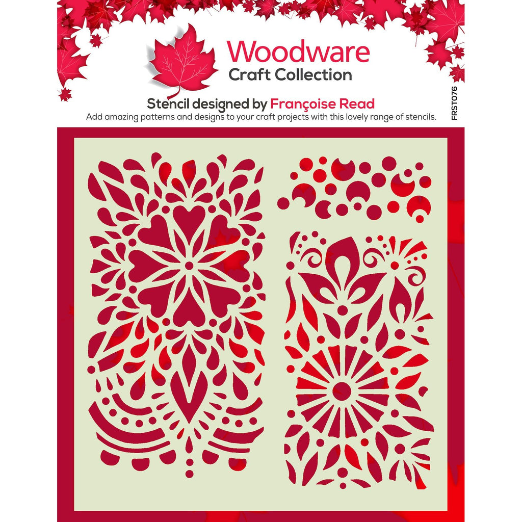 Woodware Craft Collection Floral Panels 6x6 Stencil frst076