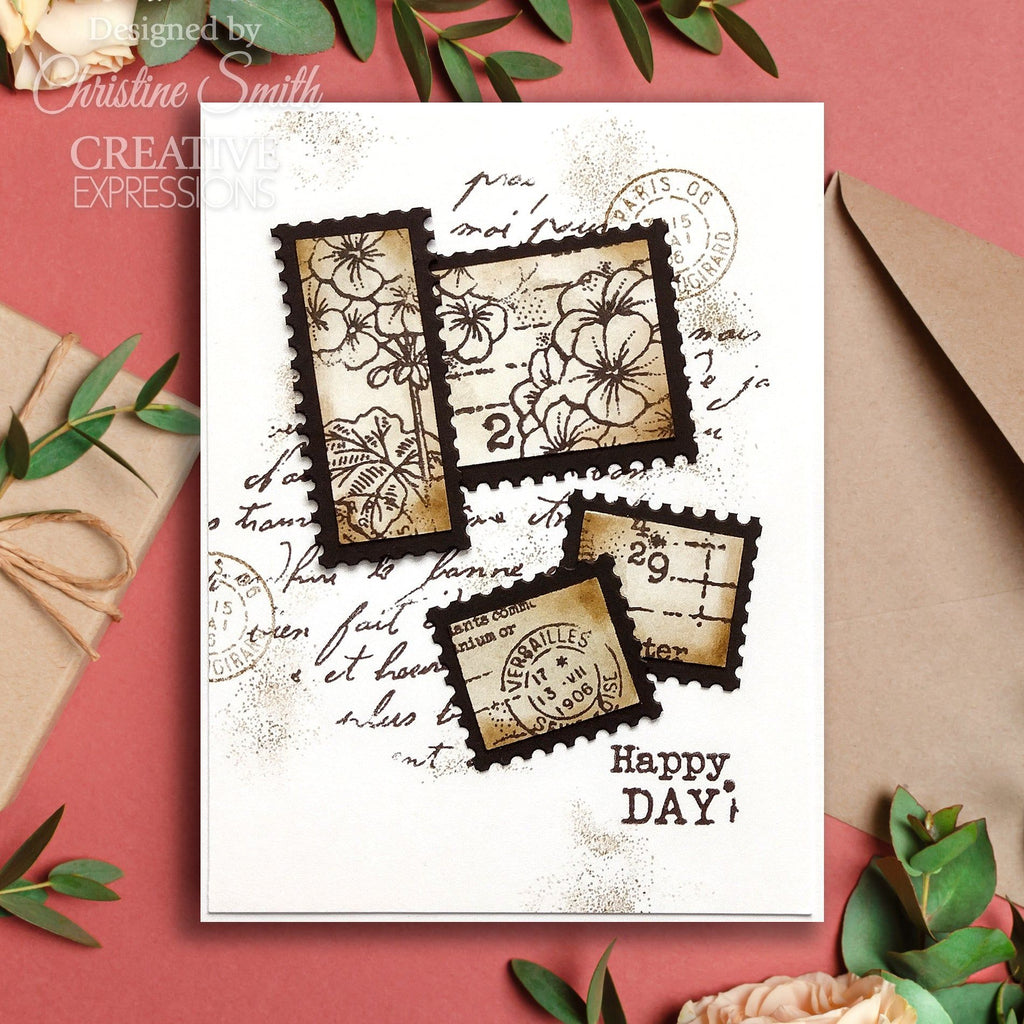 Woodware Craft Collection Postage Frame Stencil frst086 happy day