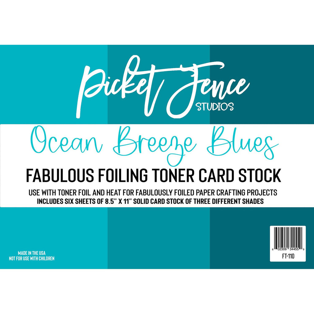 Picket Fence Studios Foiling Toner Card Stock Ocean Breeze Blues ft-110