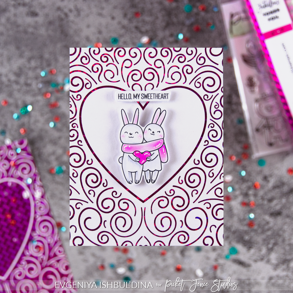 Picket Fence Studios Love Notes Foiling Toner Card Fronts ft-129 hello