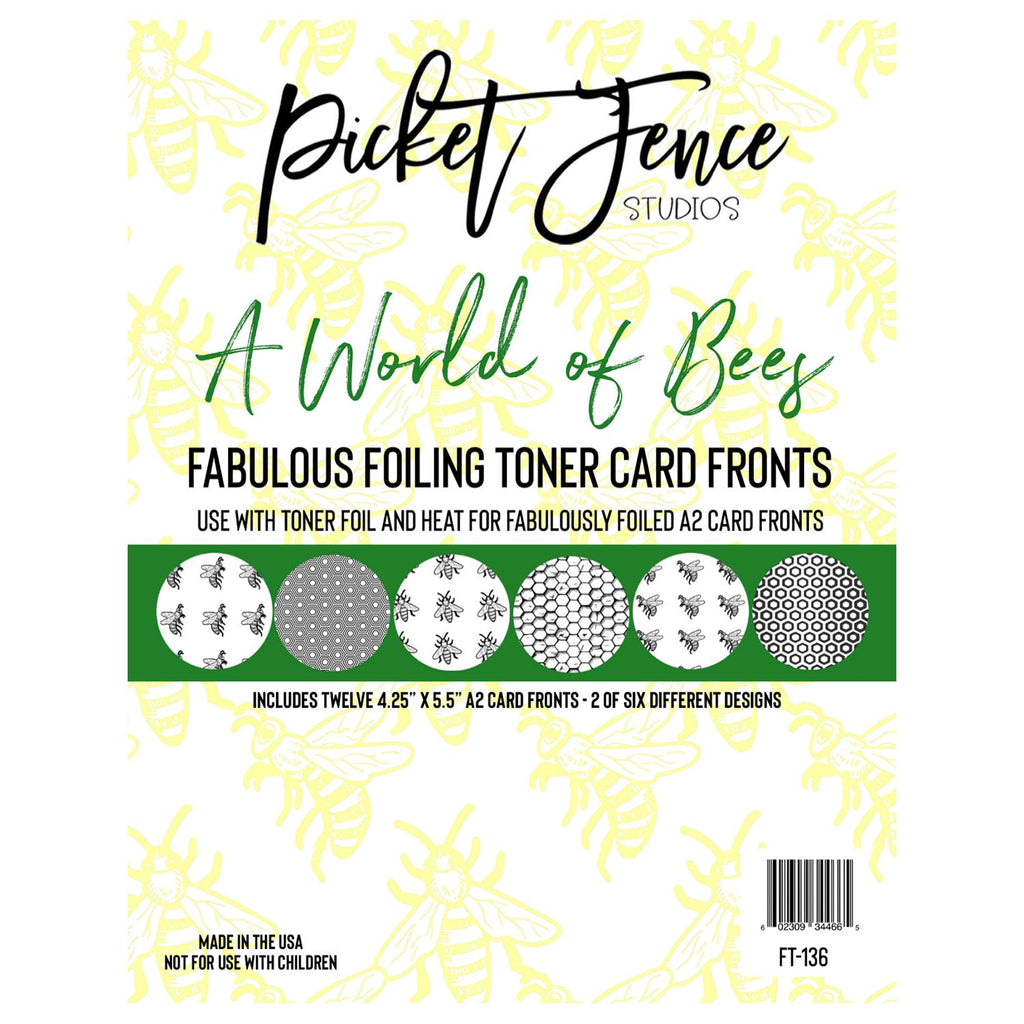 Picket Fence Studios Foiling Toner Card Fronts A World of Bees ft-136