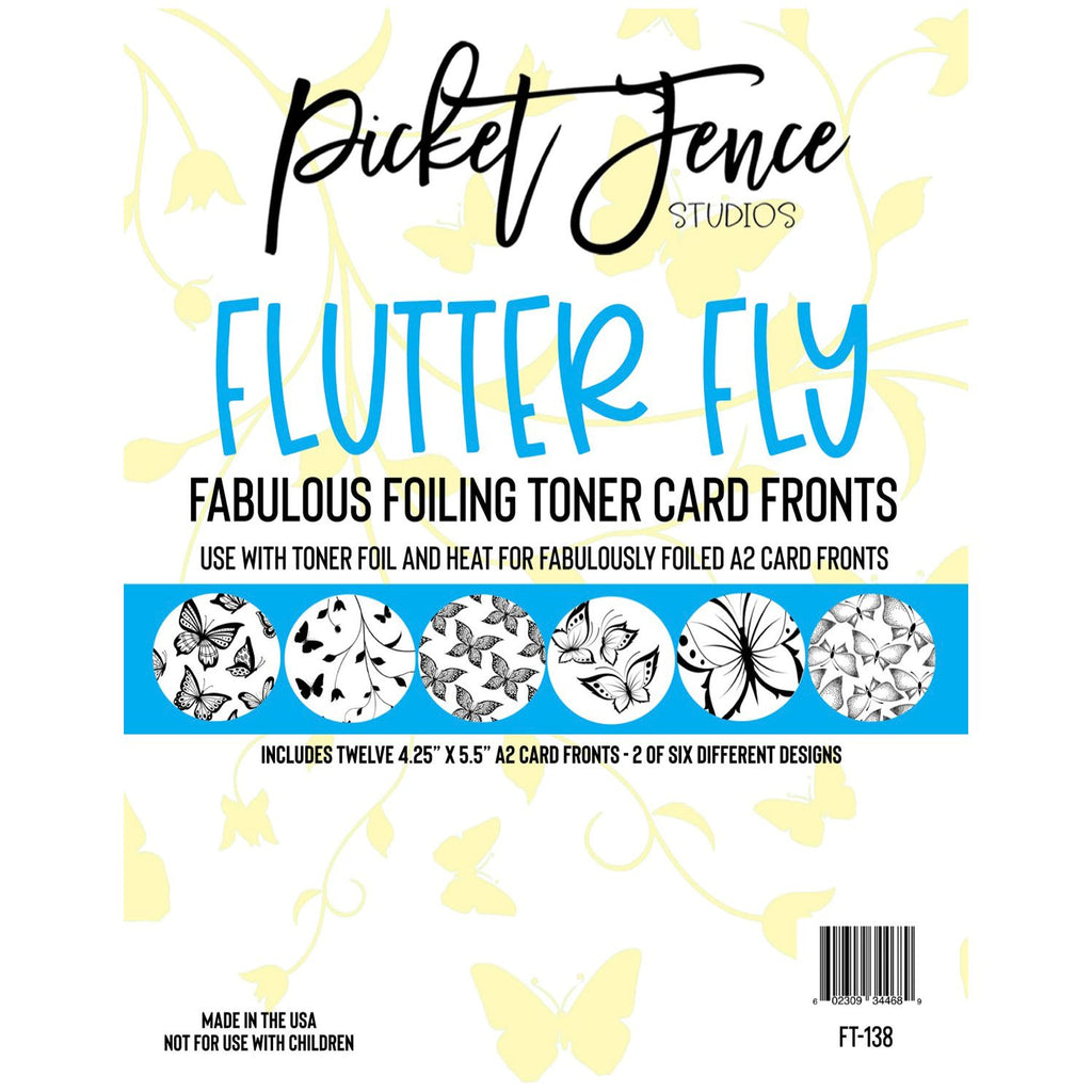 Picket Fence Studios Foiling Toner Card Fronts Flutter Fly ft-138