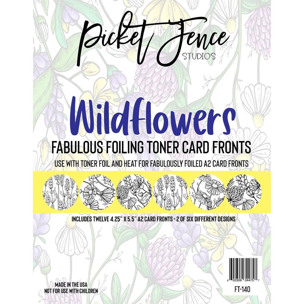 Picket Fence Studios Foiling Toner Card Fronts Wildflowers ft-140