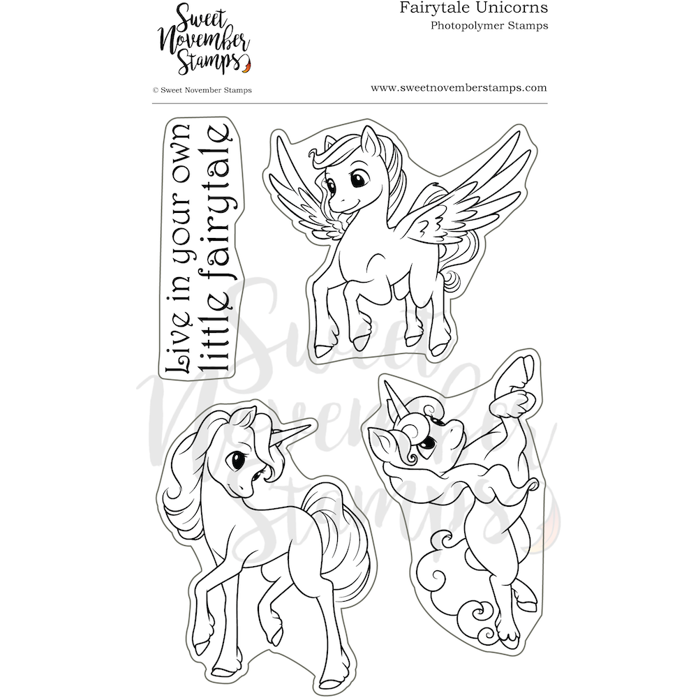 Sweet November Stamps Fairytale Unicorns Clear Stamp Set snssufu23