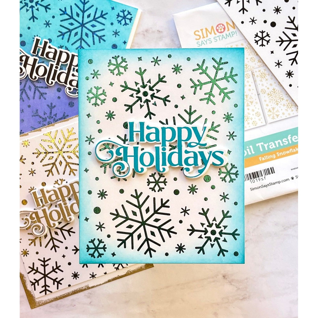 Simon Says Stamp Falling Snowflakes Foil Transfer Cards 1019sf Festive Fun Holiday Cards | color-code:ALT04