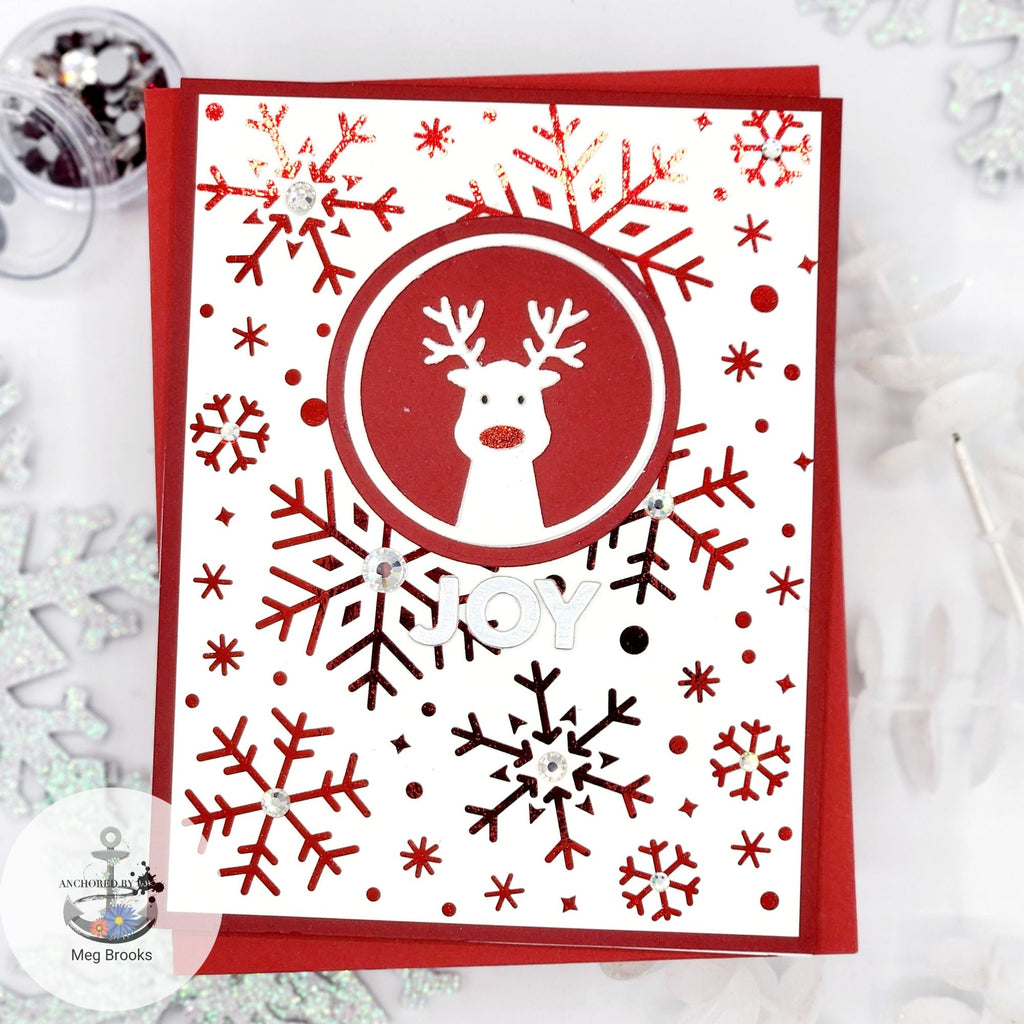 Simon Says Stamp Falling Snowflakes Foil Transfer Cards 1019sf Festive Fun Holiday Card