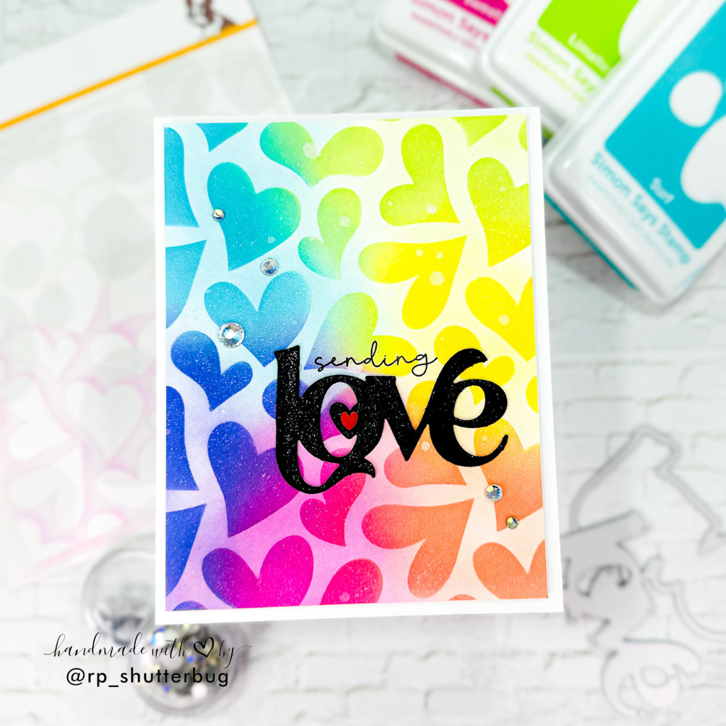 Simon Says Stamp Stencil Falling in Love 1068st Love You Card