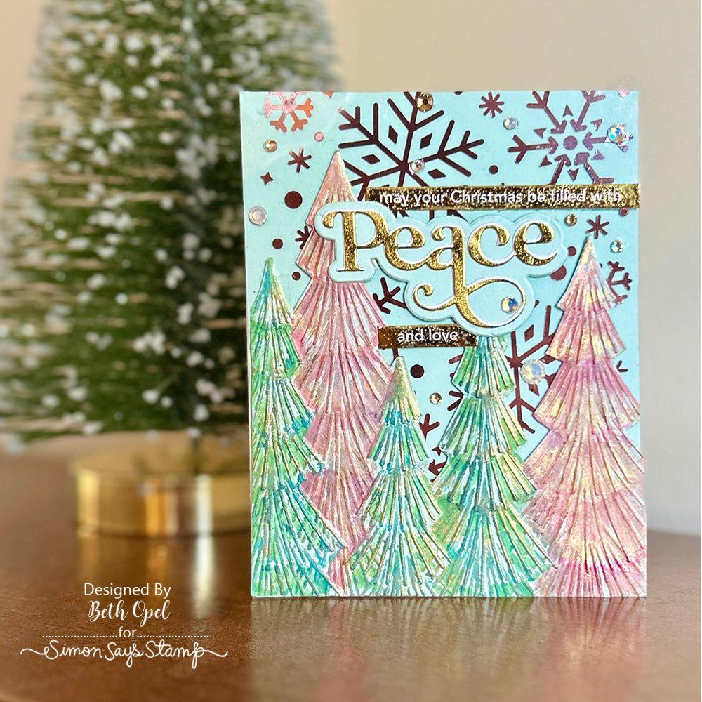 Simon Says Stamp Foil Transfer Cards and Dies Fancy Peace set893fp Festive Fun Christmas Card