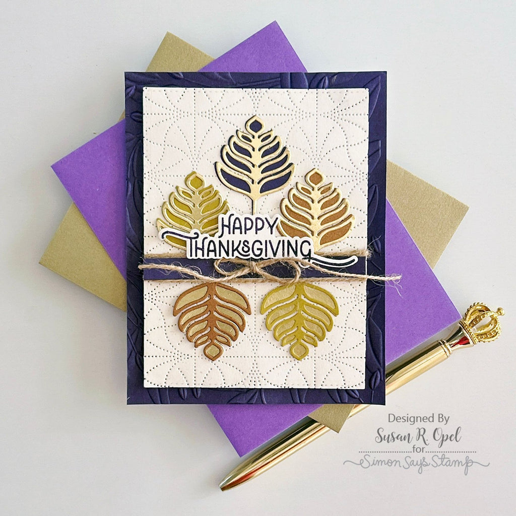 Simon Says Stamp Fanfare Leaf And Background Wafer Dies s856 Stamptember Thanksgiving Card