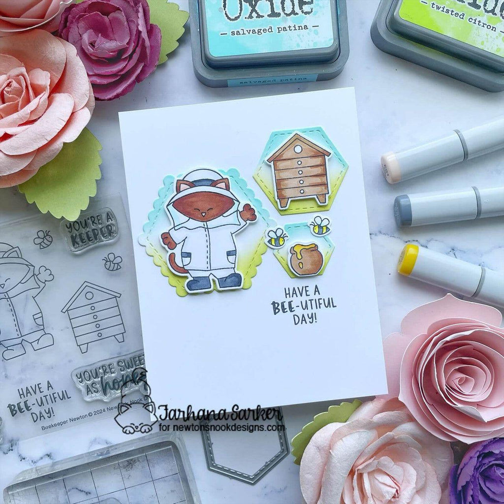 Newton's Nook Designs Beekeeper Newton Clear Stamp and Die Set buzzing bees