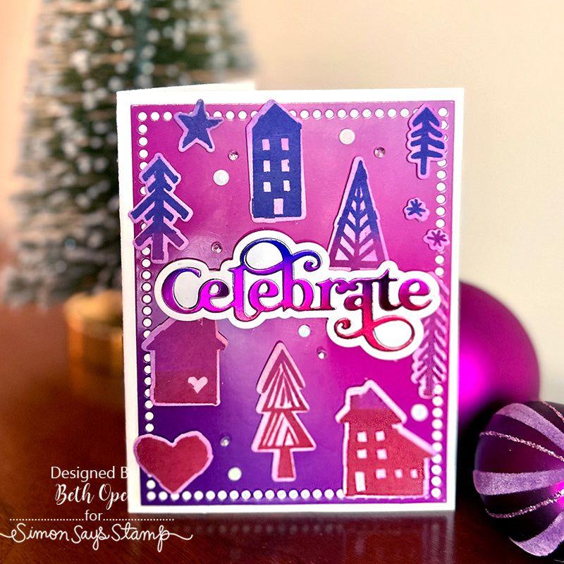 Simon Says Stamp Festive Print Wafer Dies sss472 Celebrate Card