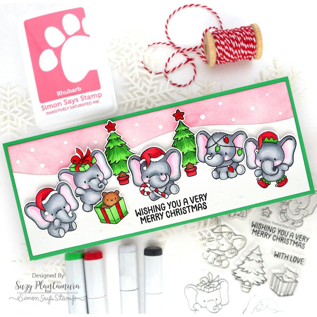 Simon Says Clear Stamps Festive Elephants 3163ssc Christmas Card | color-code:ALT01