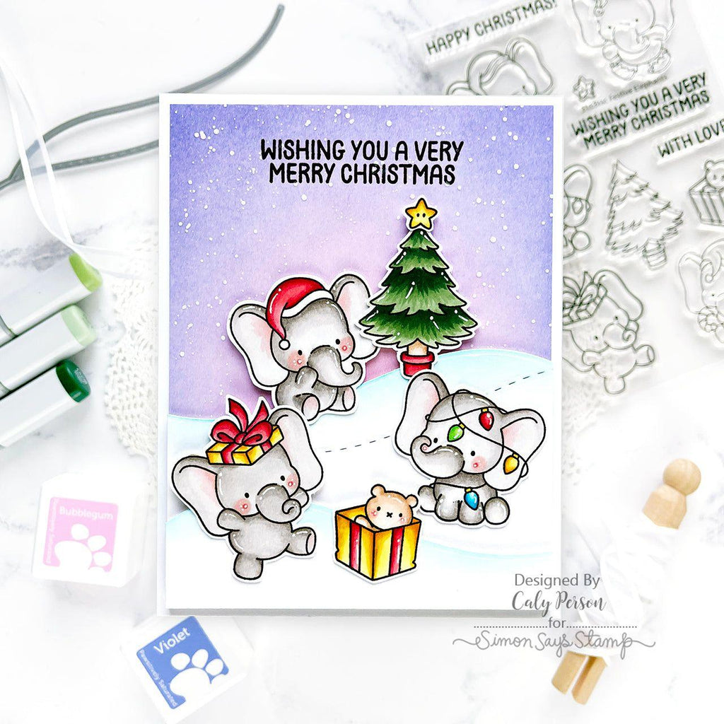 Simon Says Clear Stamps Festive Elephants 3163ssc Christmas Card