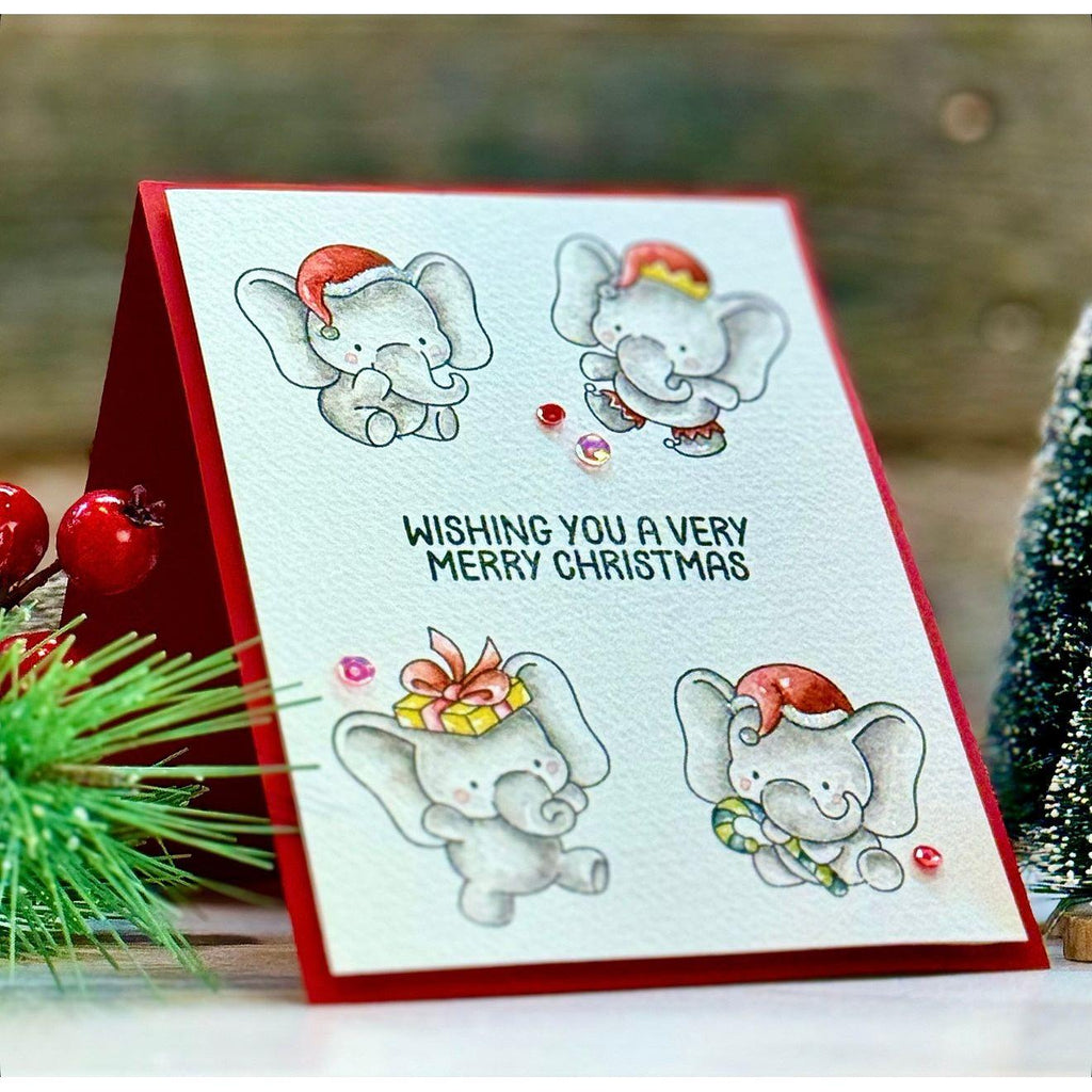 Simon Says Clear Stamps Festive Elephants 3163ssc Christmas Card