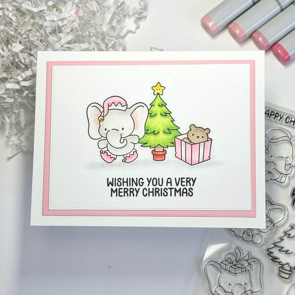 Simon Says Clear Stamps Festive Elephants 3163ssc Christmas Card