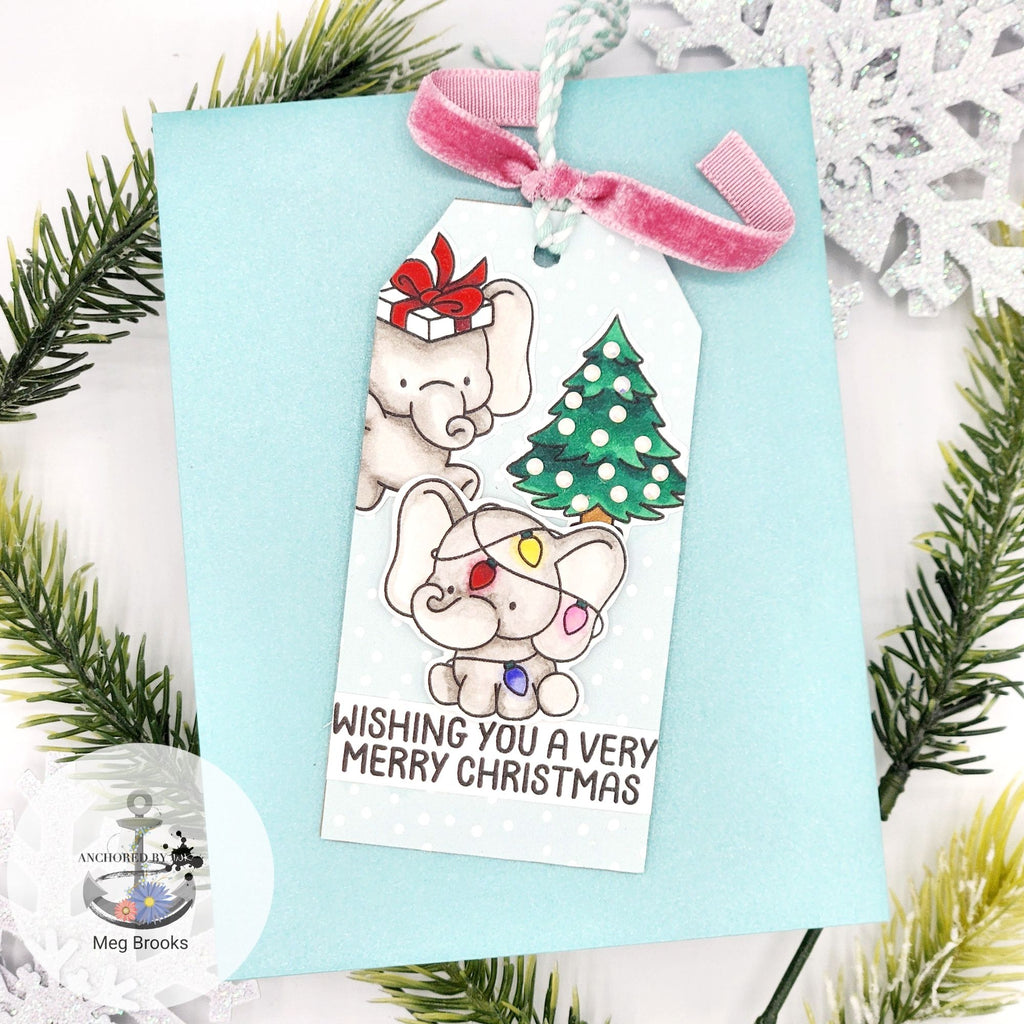 Simon Says Clear Stamps Festive Elephants 3163ssc Christmas Tag