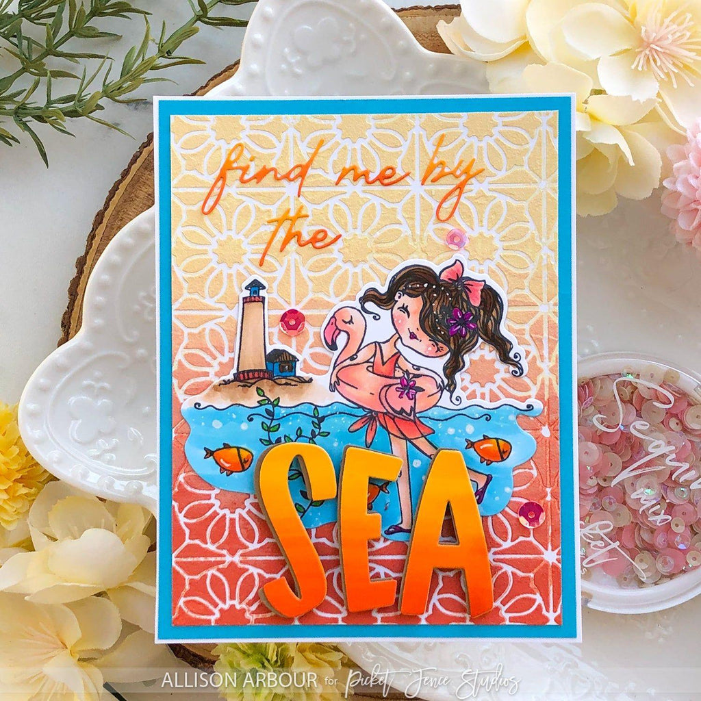 Picket Fence Studios Find Me by the Sea Word Dies pfsd-449 sea