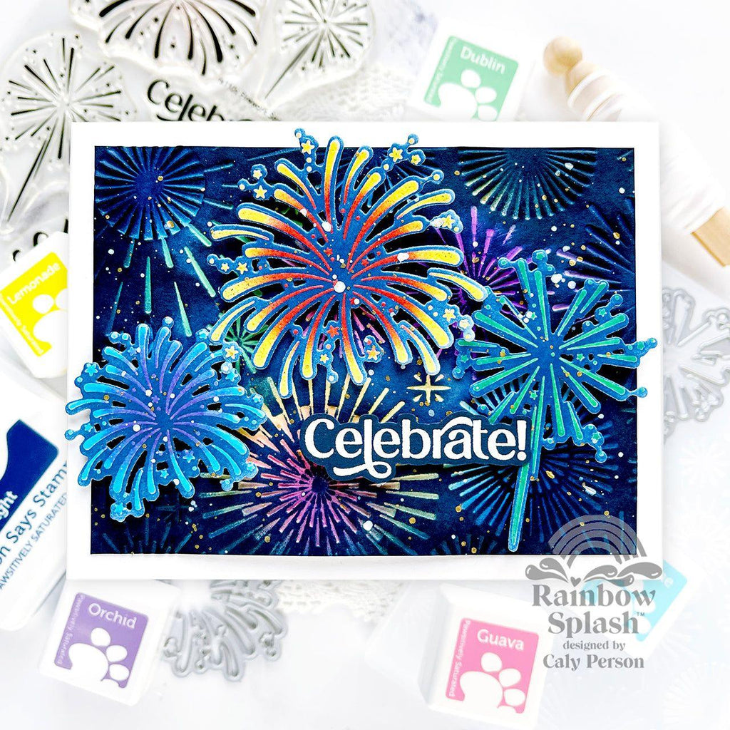 Rainbow Splash Firework Sparkle Wafer Dies rsd603c Celebrate Card | color-code:ALT01