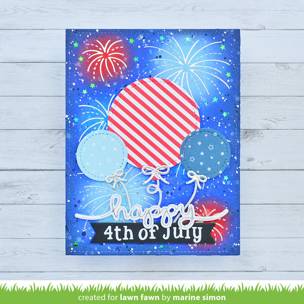 Lawn Fawn Set Fireworks Hot Foil Plates and Coordinating Dies lfsf happy 4th of july