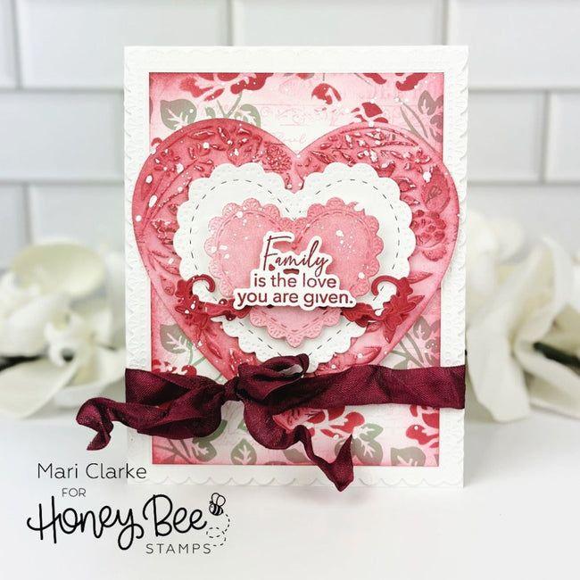 Honey Bee Floral Heart 3D Embossing Folder hbef-013 Family Love Card