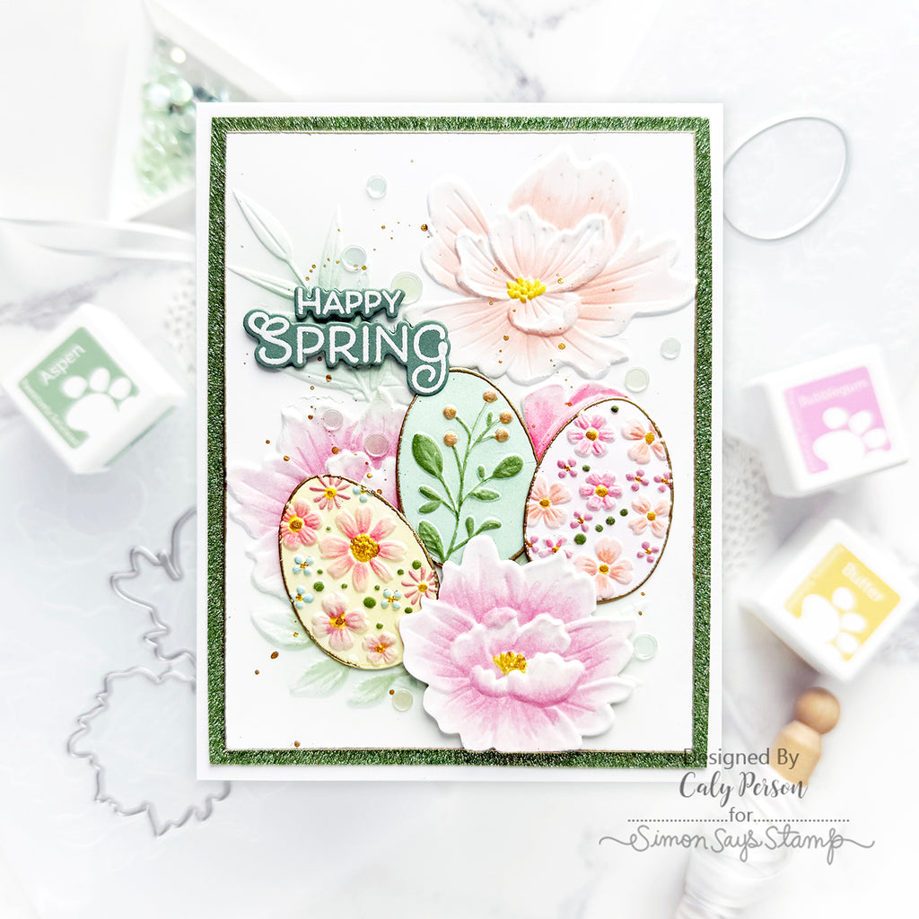 Simon Says Stamp Embossing Folder and Cutting Die Floral Easter Eggs sfd517 Favorite Things Spring Card | color-code:ALT06