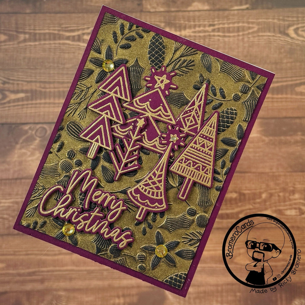 Simon Says Stamp Embossing Folder Fluted Forest Decor sf445 Christmas Card