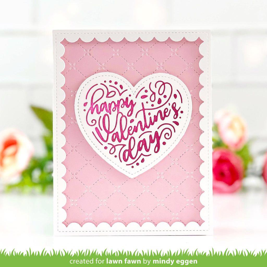 Lawn Fawn Foiled Sentiments: Happy Valentine's Day Hot Foil Plate lf3321 Hot Pink