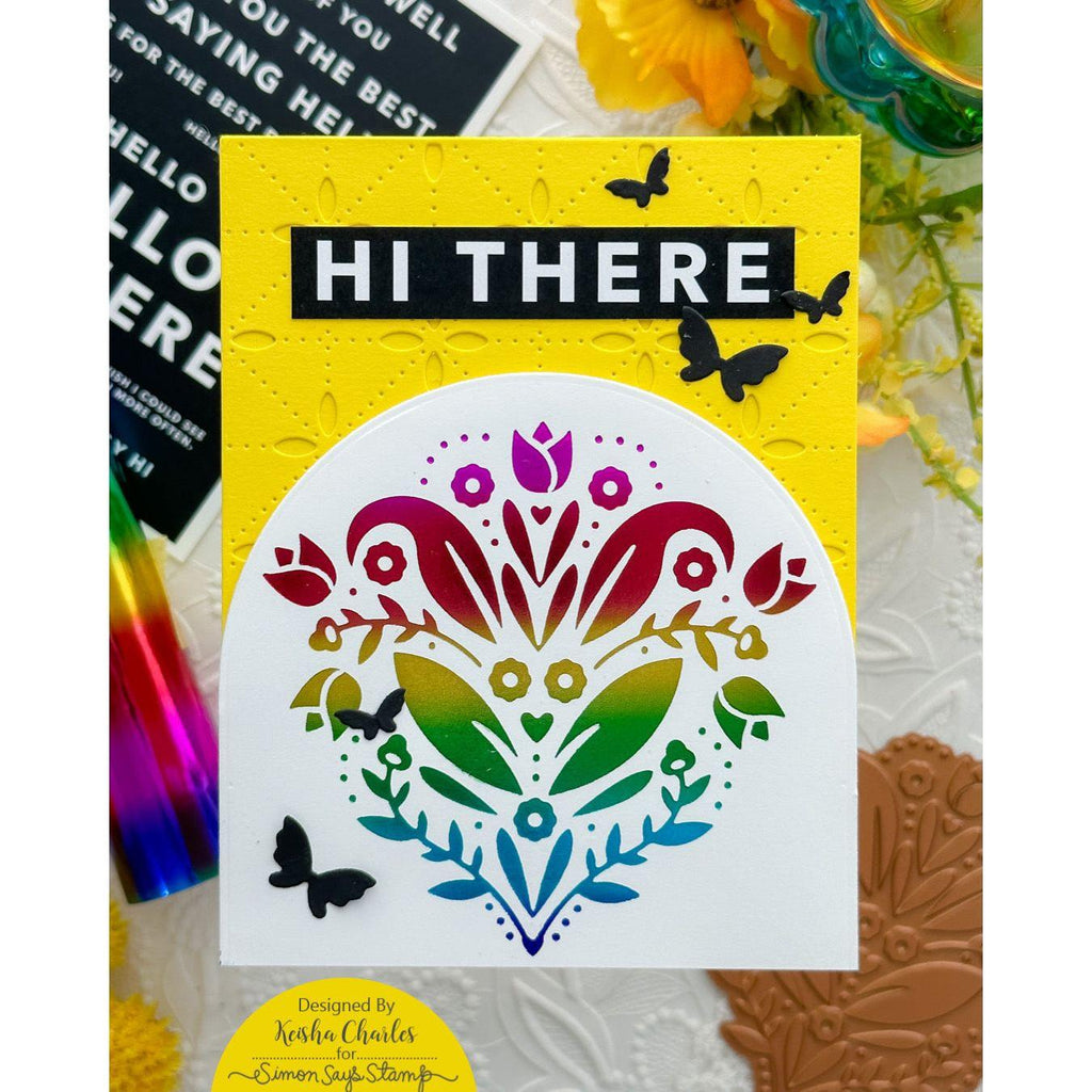 Simon Says Stamp Folk Art Floral Medallion Hot Foil Plate ssfp018 Dear Friend Hello Card | color-code:ALT03