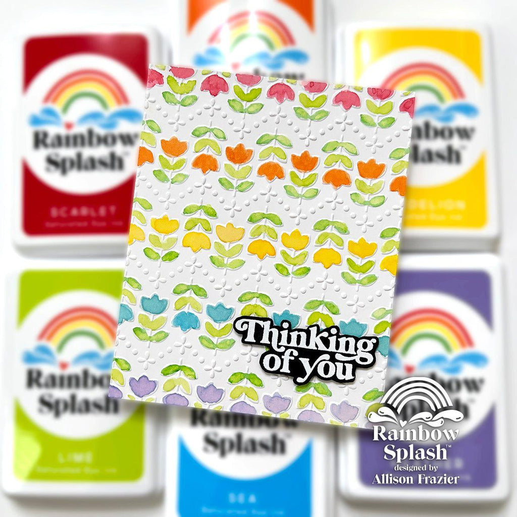 Rainbow Splash Embossing Folder Folk Flower rsef7 Thinking of You Card | color-code:ALT01