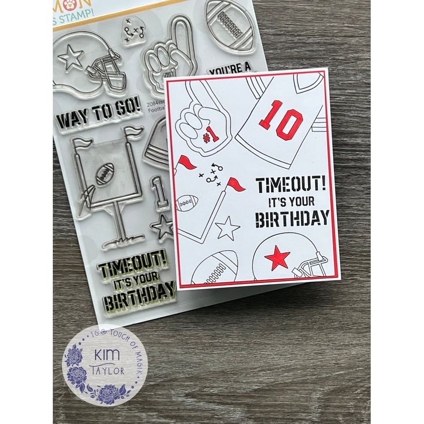 Simon Says Clear Stamps Football Season 2084ssc Cheering for You Football Birthday Card