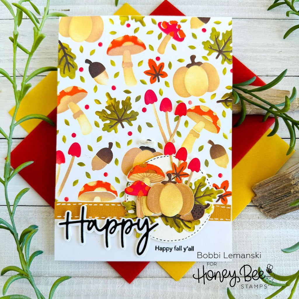 Honey Bee Forest Floor Stencils And Dies Bundle Happy Fall Card