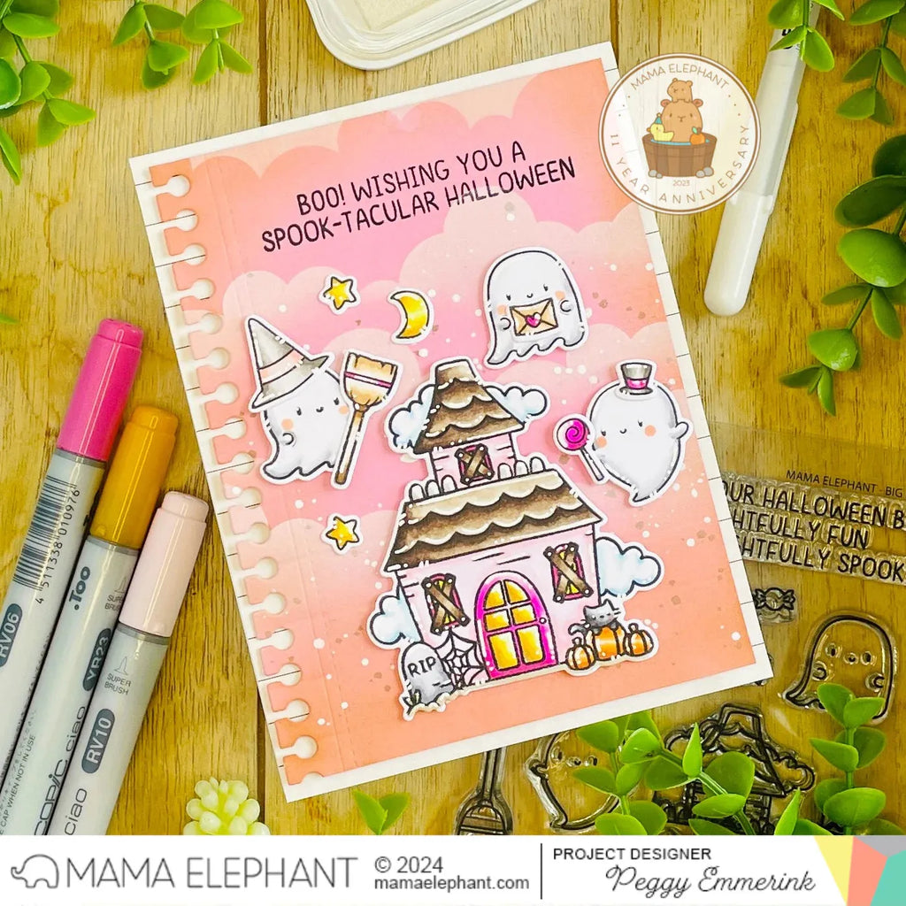 Mama Elephant Big Boo Clear Stamp and Die Set haunted house