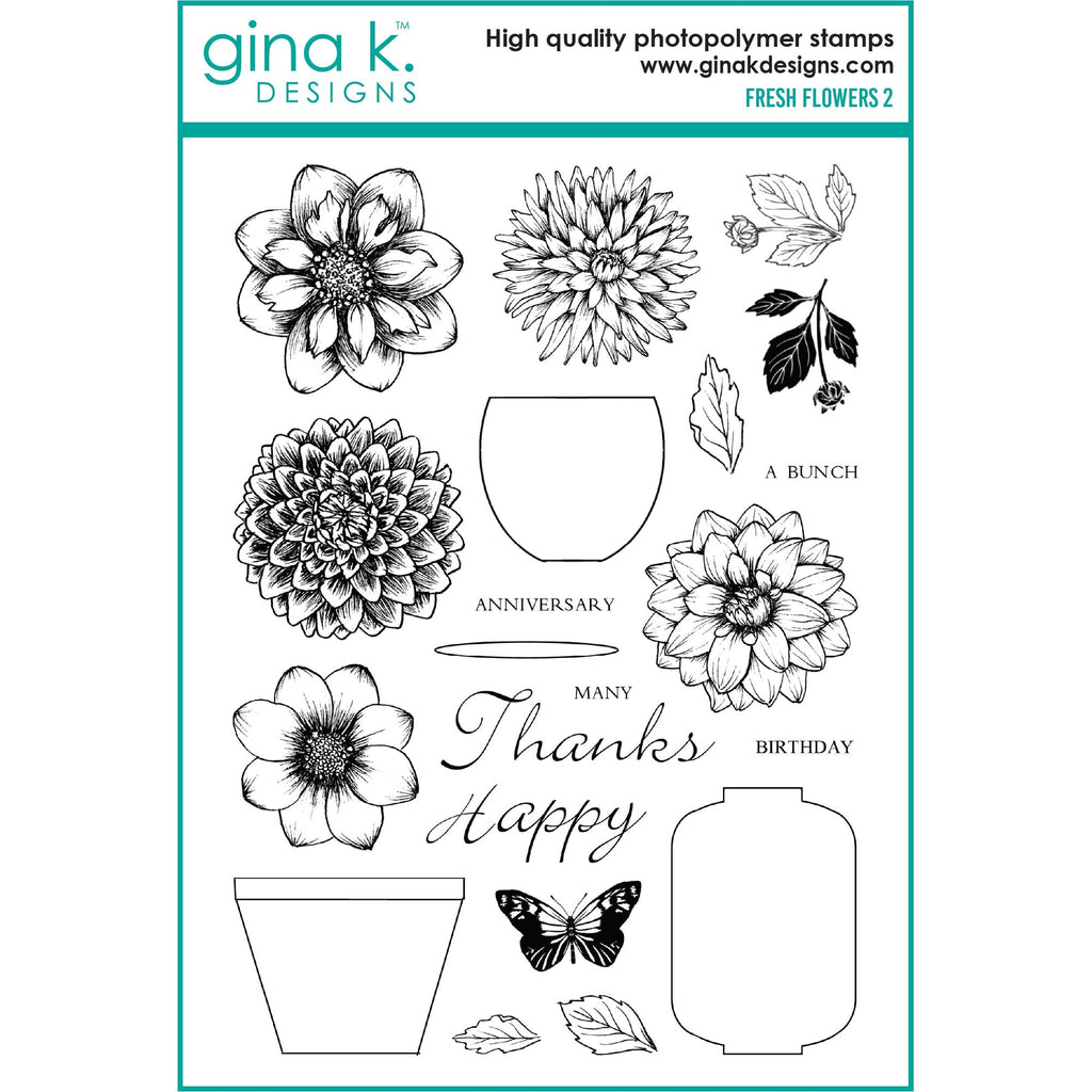 Gina K Designs Fresh Flowers 2 Clear Stamps mm129