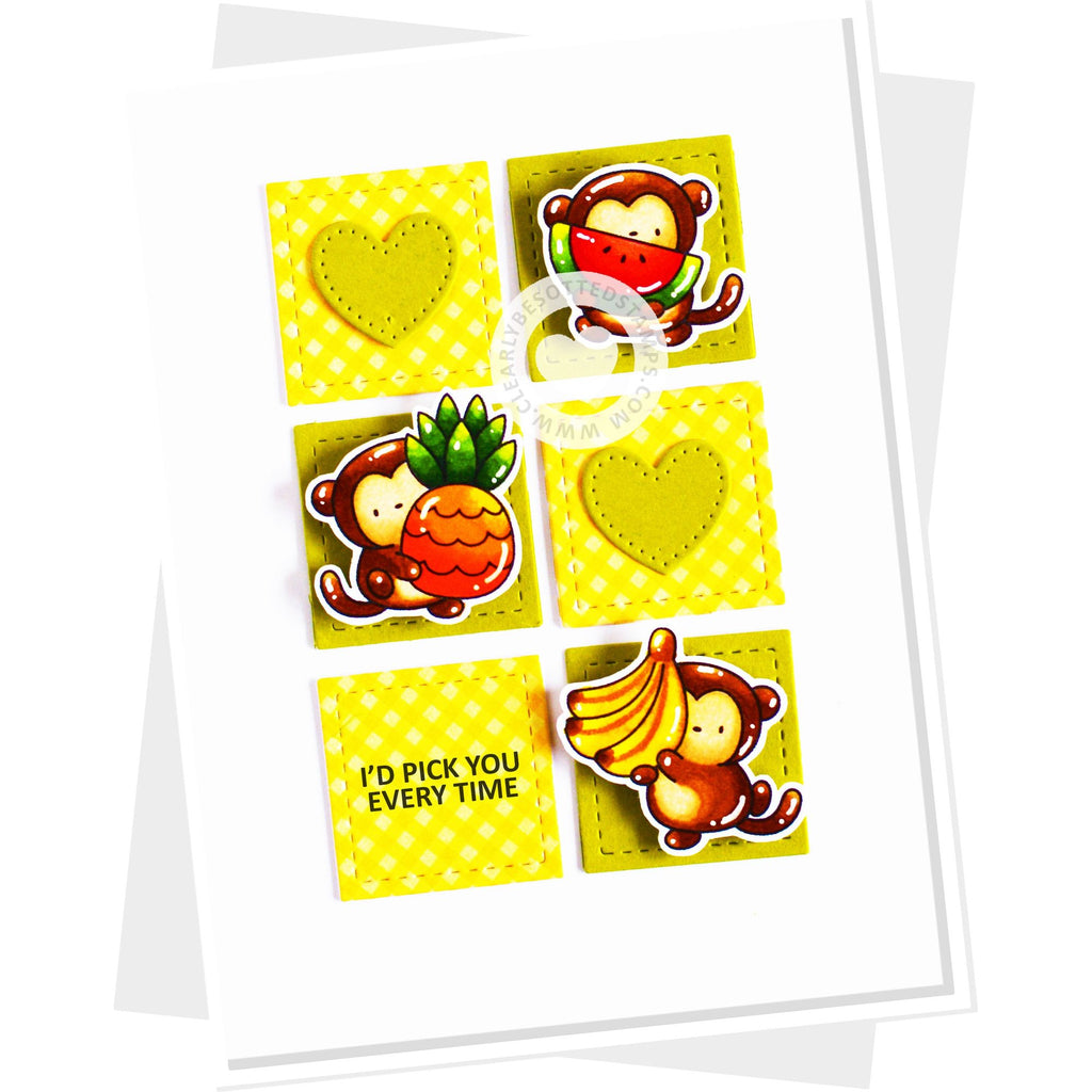 Clearly Besotted Fresh and Fruity Clear Stamps yellow background