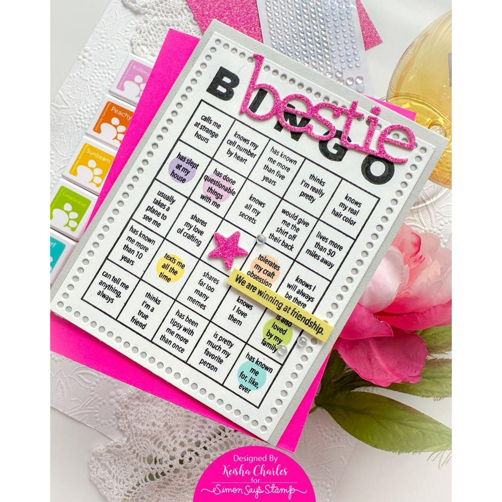 CZ Design Clear Stamps Friendship Bingo cz385c Sweetheart Friend Card