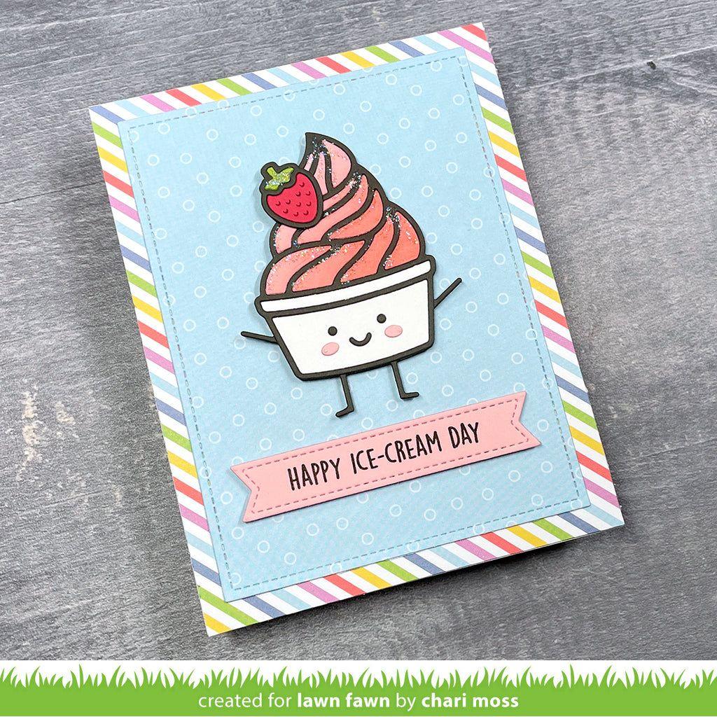 Lawn Fawn Stitched Sentiment Banners Dies lf3442 Happy Ice-Cream Day