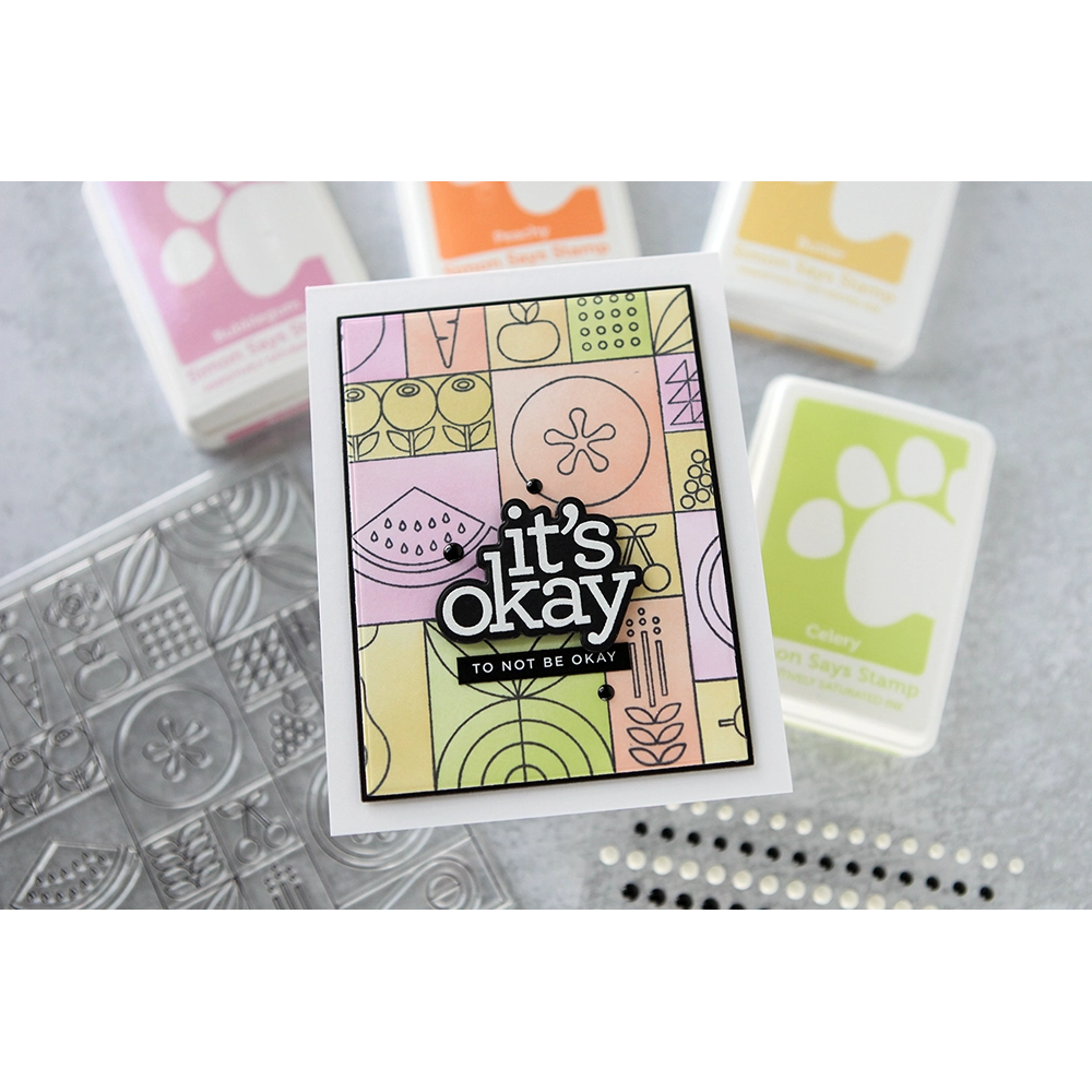 Simon Says Stamp Stencils Summer Fruit Tiles Masks 1037stc Sunny Vibes Encouragement Card | color-code:ALT01