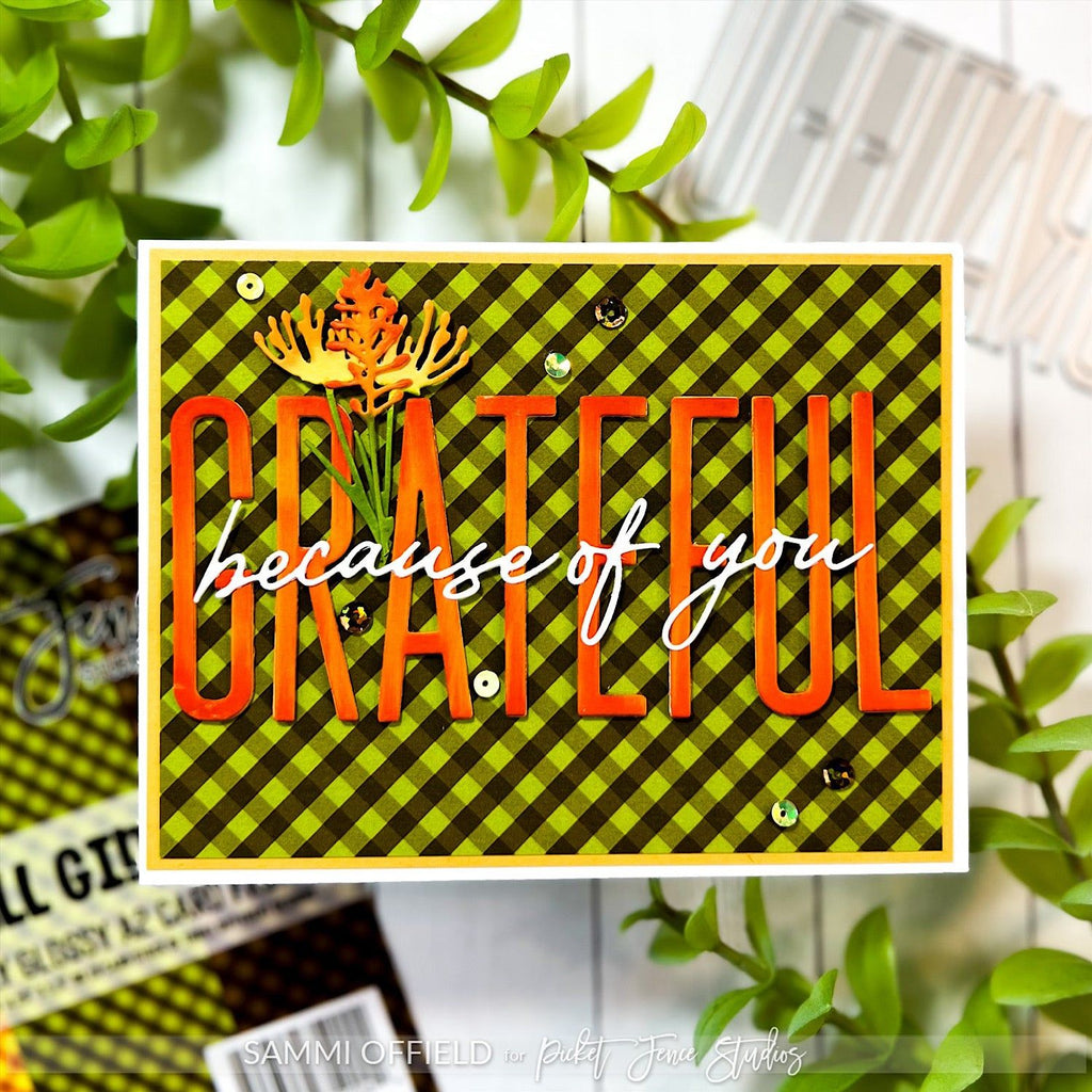 Picket Fence Studios Glossy Card Stock Fun Fall Fever fg-154 grateful