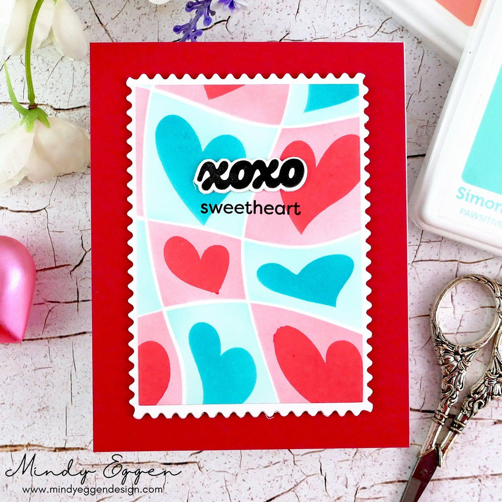 Simon Says Stamp Set of 4 Stencils Funky Hearts 1069st To Be Loved Love Card | color-code:ALT01