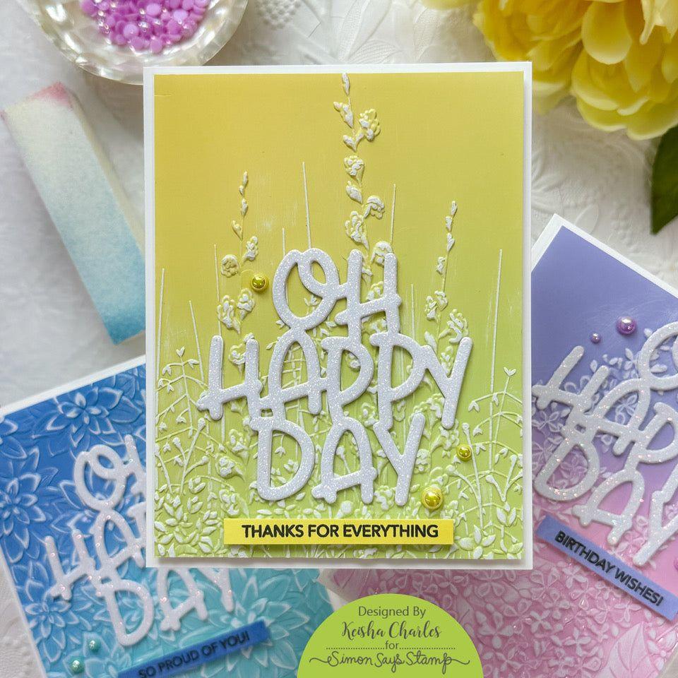 Simon Says Stamp Embossing Folder Garden Spires sf329 Out Of This World Happy Day Card | color-code:ALT04