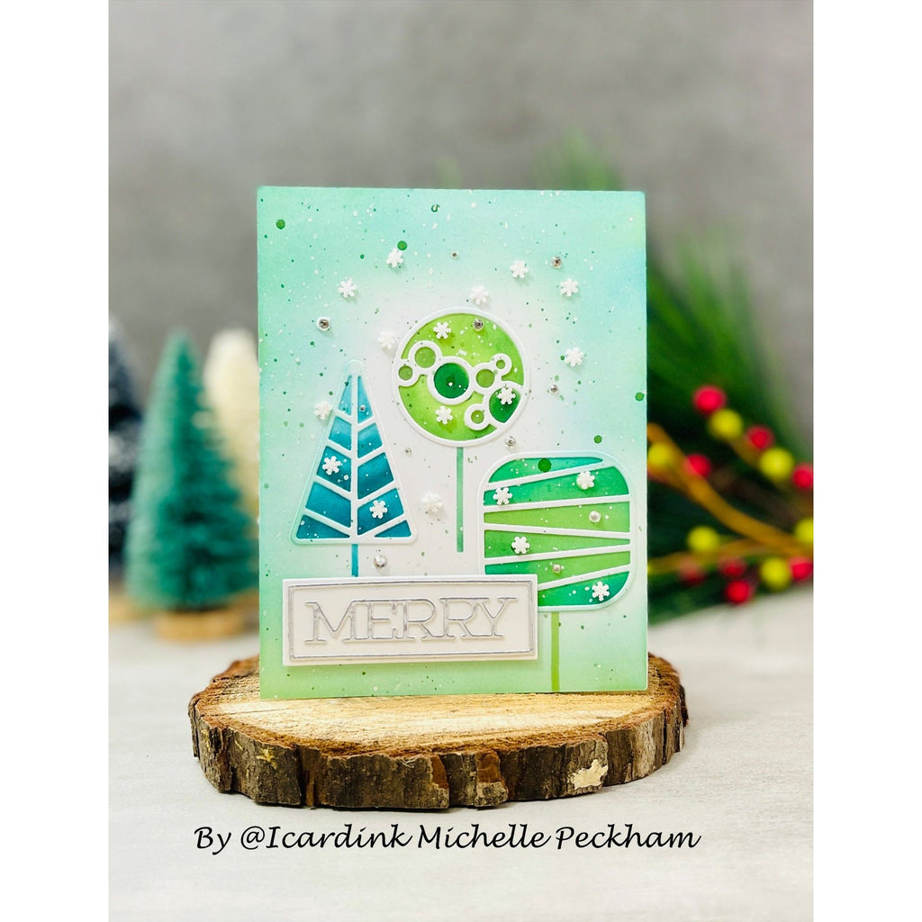 Simon Says Stencils and Dies Geo Me Trees set823gt Cheering for You Christmas Card