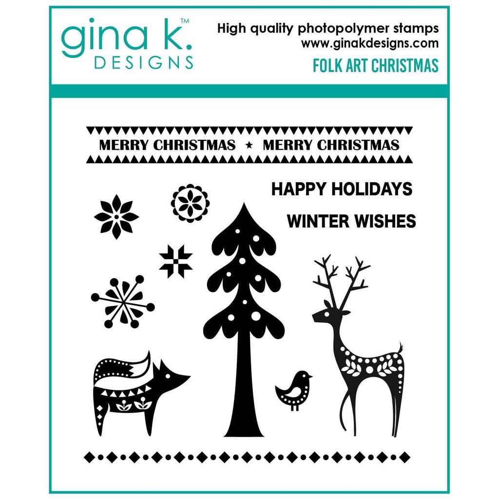 Gina K Designs Folk Art Christmas Stamps gkd254