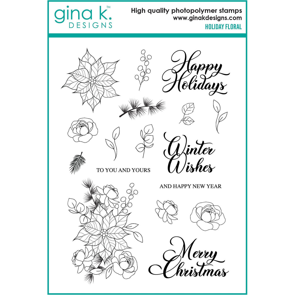 Gina K Designs Holiday Floral Stamps gkd255