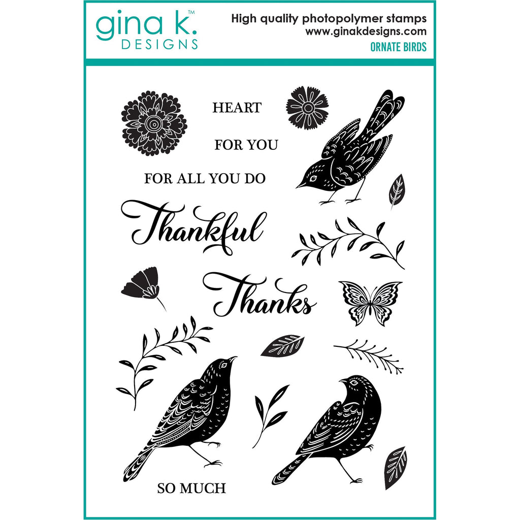 Gina K Designs Ornate Birds Clear Stamps gkd245