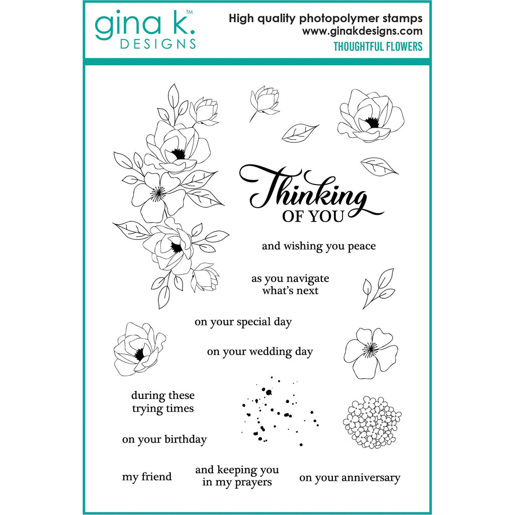 Gina K Designs Thoughtful Flowers Clear Stamps gkd240